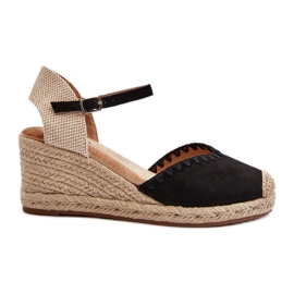 Sandales compensées espadrilles en daim avec tresse, noir Raylin