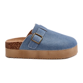 Tongs en jean pour femmes, sabots sur plateforme, bleu Jorvfia