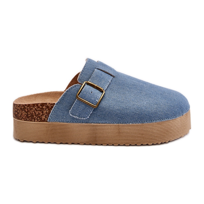 Tongs en jean pour femmes, sabots sur plateforme, bleu Jorvfia