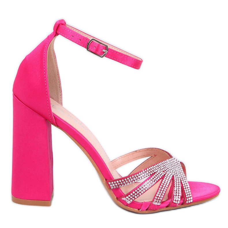 Nikitai Sandales à talons fuchsia avec strass rose