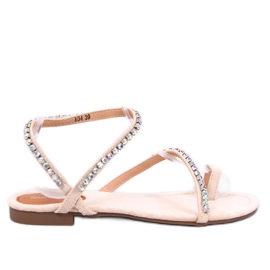 Ayless Sandales tongs beiges avec strass Ayless Sandales tongs beiges avec strass
