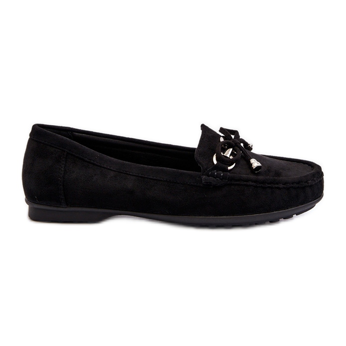 Mocassins femme en daim avec décoration, Daphikaia Noir le noir