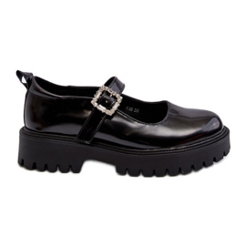 Chaussures en cuir verni pour femme avec boucle décorative, noir Lindnessa le noir