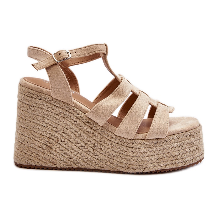 Sandales compensées Gnosis beiges avec galon Sandales compensées Gnosis beiges avec galon