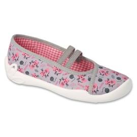 Chaussons enfants Befado 116Y327, gris avec chatons roses Chaussons enfants Befado 116Y327, gris avec chatons roses
