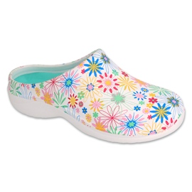 Dr.ORTO Befado chaussons en mousse pour femmes 154D108 blanc avec fleurs blanche