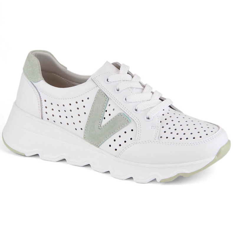 Chaussures de sport femme en cuir ajouré, blanches Vinceza 7875 Chaussures de sport femme en cuir ajouré, blanches Vinceza 7875