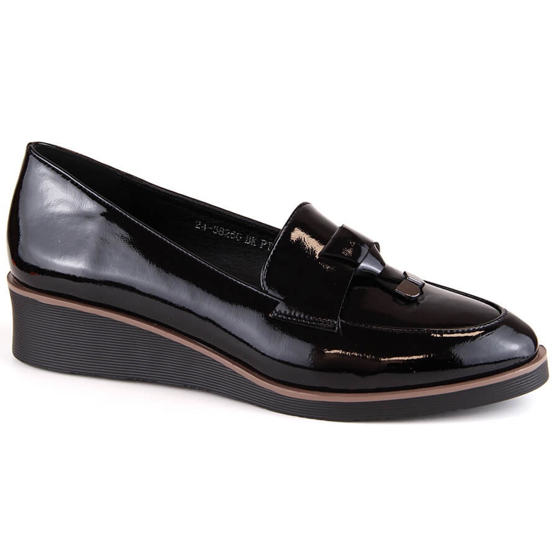 Chaussures compensées noires vernies pour femme, Vinceza 58266 le noir
