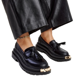 Mocassins massifs noirs avec inserts dorés Tuga le noir