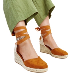 Espadrilles marron à lacets avec semelle compensée Blagica brun