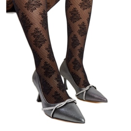 Talons hauts graphite avec décoration Zdenka argent