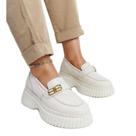 Chaussures en cuir beige clair, mocassins Karino