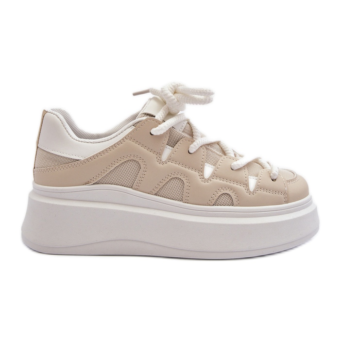 Baskets Femme à Laçage Épais Beige Vinali Baskets Femme à Laçage Épais Beige Vinali