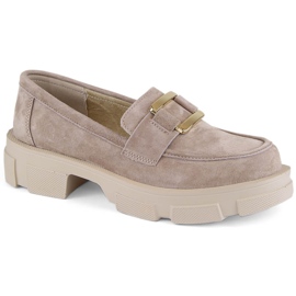 Chaussures en cuir suédé, mocassins femme beige Filippo DP6099