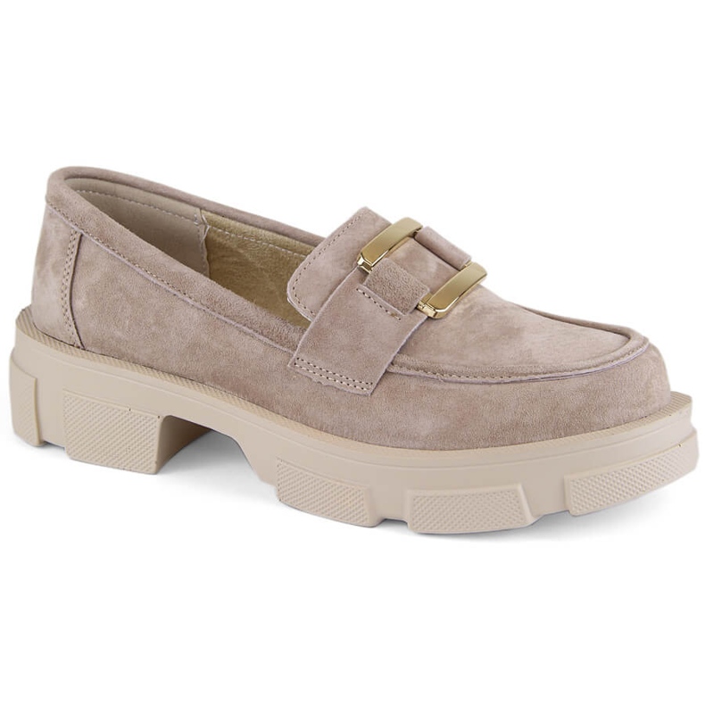 Chaussures en cuir suédé, mocassins femme beige Filippo DP6099
