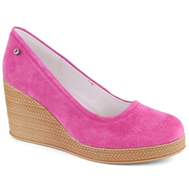 Chaussures compensées femme en cuir suédé fuchsia Filippo DP3521 rose