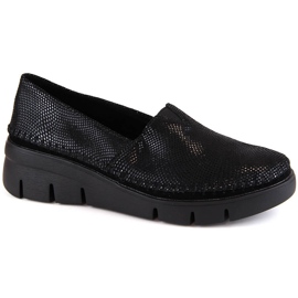 Chaussures compensées slip-on en cuir noir brillant Filippo DP6161