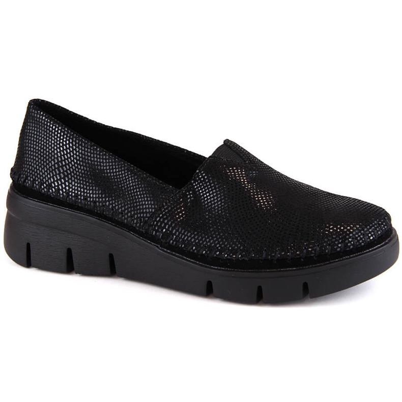 Chaussures compensées slip-on en cuir noir brillant Filippo DP6161 le noir