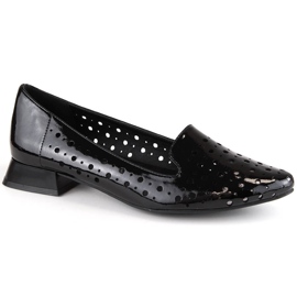 M. DASZYŃSKI Chaussures à enfiler ajourées vernies pour femmes M.Daszyński SA178A-2 le noir