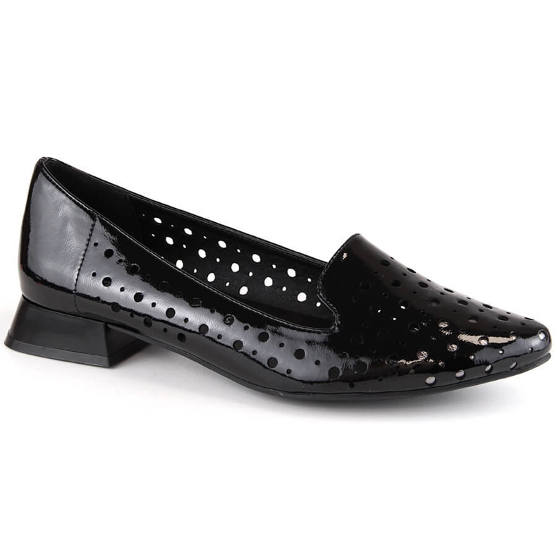 M. DASZYŃSKI Chaussures à enfiler ajourées vernies pour femmes M.Daszyński SA178A-2 le noir