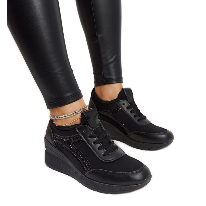 Baskets compensées Hermina noires le noir