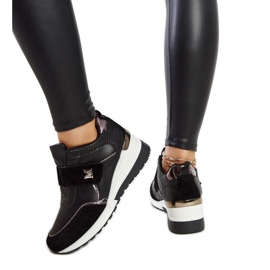 Baskets compensées noires à fermeture velcro Libuse