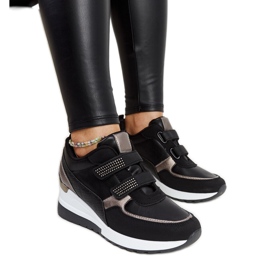 Baskets compensées noires ornées de strass Asmeret