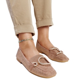 Mocassins Mebrat marron brillant beige