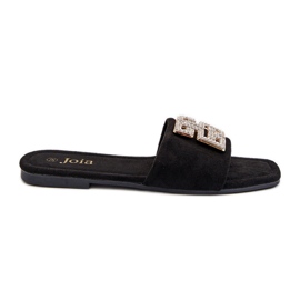 Tongs À Talon Plat Pour Femme Avec Décoration, Noir Inaile