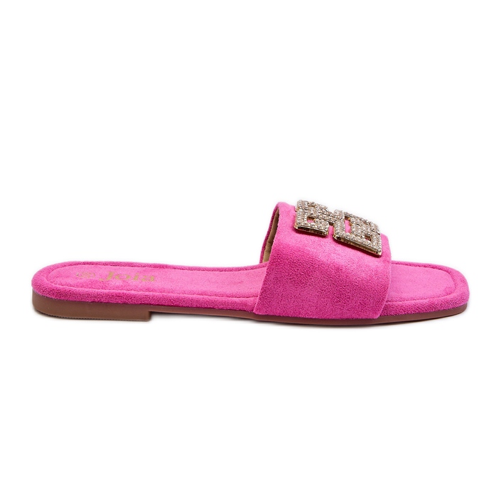 Tongs Pour Femmes À Talon Plat Avec Décoration Inaile Fuchsia rose