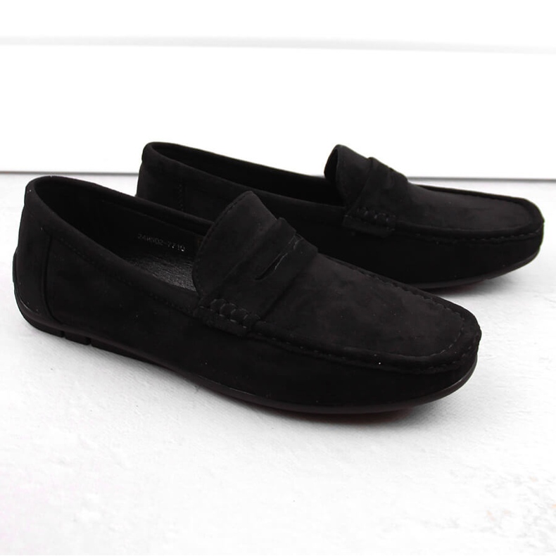 News Chaussures en daim, mocassins à enfiler pour hommes, noir Unisoft 7710 le noir