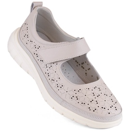 Chaussures femme en cuir ajouré avec velcro, beige Filippo DP6073 Chaussures femme en cuir ajouré avec velcro, beige Filippo DP6073