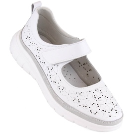 Chaussures femme en cuir ajouré avec velcro, blanc Filippo DP6073