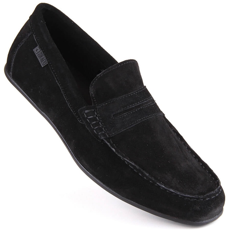 Chaussures en cuir suédé, mocassins noirs pour hommes Big Star NN174224 le noir