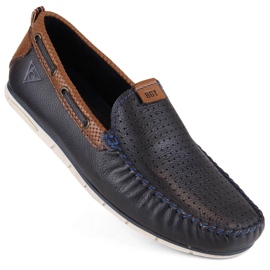 Chaussures homme en cuir, mocassins à enfiler, bleu marine Bugatti NN153339 Chaussures homme en cuir, mocassins à enfiler, bleu marine Bugatti NN153339