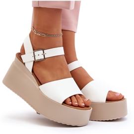 Sandales Compensées Femme Blanc Geferia blanche