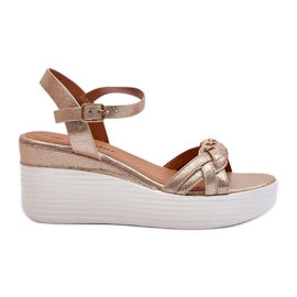 Sandales compensées dorées Esinna