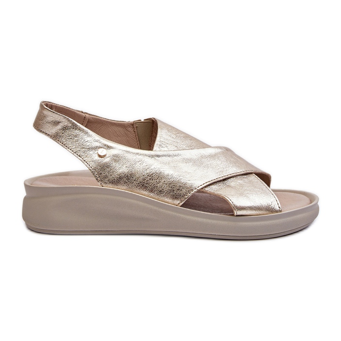 Zazoo 40392 Sandales en cuir pour femmes Doré d'or