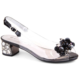 Sandales femme transparentes avec perles, noir Potocki WS43300 le noir