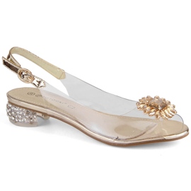 Sandales femme transparentes avec zircons dorés Potocki WS43301
