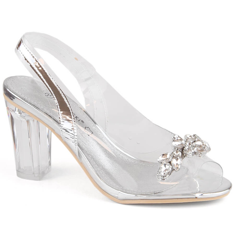Sandales à talons hauts pour femmes transparentes avec zircons argentés Potocki WS43305