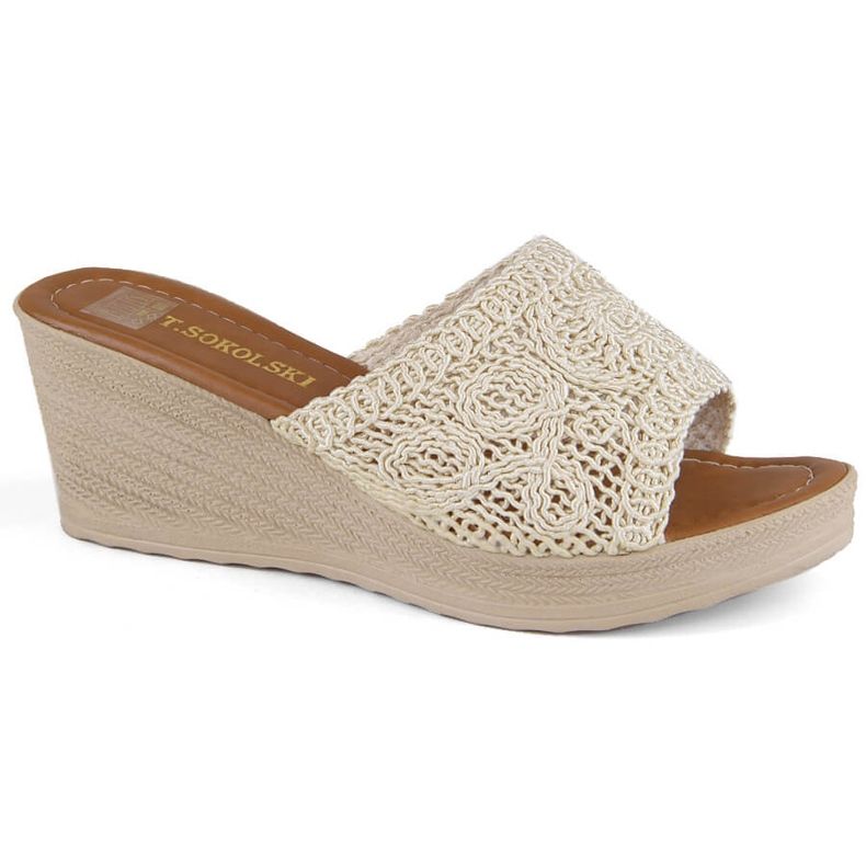 Sandales compensées beiges pour femmes T.Sokolski 321 Sandales compensées beiges pour femmes T.Sokolski 321