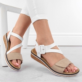 Sandales combinées confortables pour femmes avec velcro Rieker V3660-60 blanc
