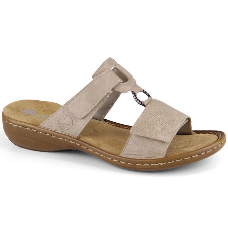 Tongs confortables à velcro beiges pour femmes Rieker 60885-62
