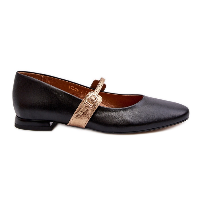 Ballerines plates en cuir pour femmes Laura Messi 2774 Noir le noir