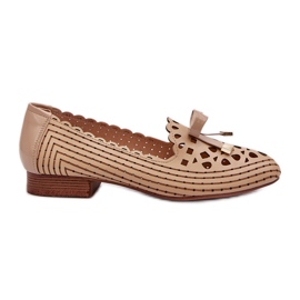 Jezzi Ballerines Femme Beige Ajourées Avec Noeud Nestavia Jezzi Ballerines Femme Beige Ajourées Avec Noeud Nestavia