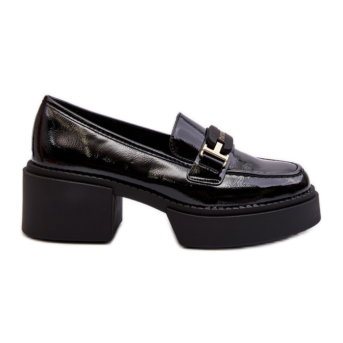 Vinceza Mocassins pour femmes en cuir verni à talons massifs, noir Ridulvi le noir Vinceza Mocassins pour femmes en cuir verni à talons massifs, noir Ridulvi le noir