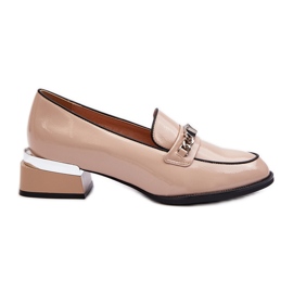 Vinceza Chaussures Vernies À Talons Bas Pour Femmes Beige Albreide