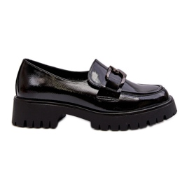 Vinceza Mocassins Femme Cuir Verni Noir Santtes le noir