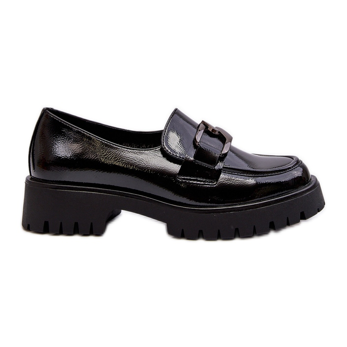 Vinceza Mocassins Femme Cuir Verni Noir Santtes le noir